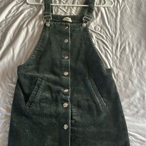Olive Green Urban Outfitters Corduroy Overall Dress